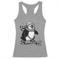 Cute Penguin Playing Ice Hockey Racerback Tank Top Funny Sports Lover Gift - Wonder Print Shop