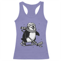 Cute Penguin Playing Ice Hockey Racerback Tank Top Funny Sports Lover Gift - Wonder Print Shop
