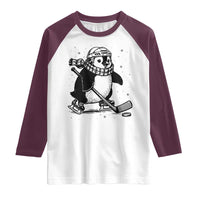 Cute Penguin Playing Ice Hockey Raglan Shirt Funny Sports Lover Gift - Wonder Print Shop