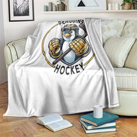 Funny Penguin Hockey Player Throw Blanket Gift For Animal Lovers - Wonder Print Shop