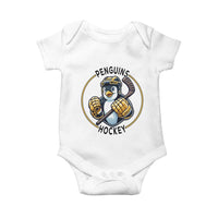 Funny Penguin Hockey Player Baby Onesie Gift For Animal Lovers - Wonder Print Shop
