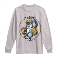 Funny Penguin Hockey Player Long Sleeve Shirt Gift For Animal Lovers - Wonder Print Shop