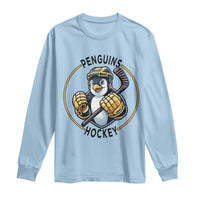 Funny Penguin Hockey Player Long Sleeve Shirt Gift For Animal Lovers - Wonder Print Shop