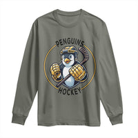 Funny Penguin Hockey Player Long Sleeve Shirt Gift For Animal Lovers - Wonder Print Shop