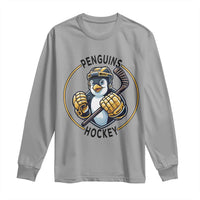 Funny Penguin Hockey Player Long Sleeve Shirt Gift For Animal Lovers - Wonder Print Shop