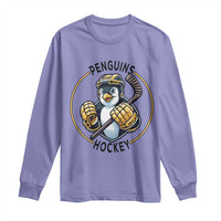 Funny Penguin Hockey Player Long Sleeve Shirt Gift For Animal Lovers - Wonder Print Shop