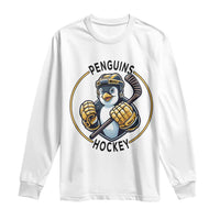 Funny Penguin Hockey Player Long Sleeve Shirt Gift For Animal Lovers - Wonder Print Shop