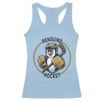Funny Penguin Hockey Player Racerback Tank Top Gift For Animal Lovers - Wonder Print Shop