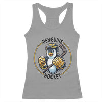 Funny Penguin Hockey Player Racerback Tank Top Gift For Animal Lovers - Wonder Print Shop