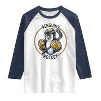 Funny Penguin Hockey Player Raglan Shirt Gift For Animal Lovers - Wonder Print Shop