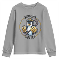 Funny Penguin Hockey Player Youth Sweatshirt Gift For Animal Lovers - Wonder Print Shop