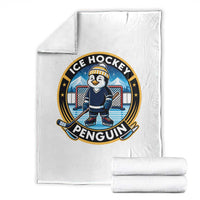Funny Penguin Hockey Player Throw Blanket Sports Fan Gift - Wonder Print Shop