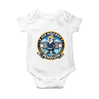 Funny Penguin Hockey Player Baby Onesie Sports Fan Gift - Wonder Print Shop