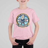 Funny Penguin Hockey Player T Shirt For Kid Sports Fan Gift - Wonder Print Shop