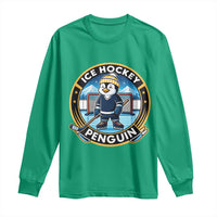 Funny Penguin Hockey Player Long Sleeve Shirt Sports Fan Gift - Wonder Print Shop