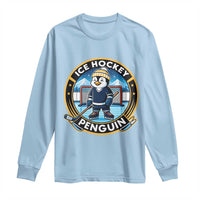Funny Penguin Hockey Player Long Sleeve Shirt Sports Fan Gift - Wonder Print Shop