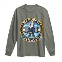 Funny Penguin Hockey Player Long Sleeve Shirt Sports Fan Gift - Wonder Print Shop