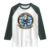 Funny Penguin Hockey Player Raglan Shirt Sports Fan Gift - Wonder Print Shop