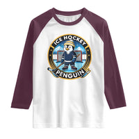 Funny Penguin Hockey Player Raglan Shirt Sports Fan Gift - Wonder Print Shop