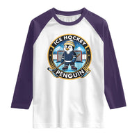 Funny Penguin Hockey Player Raglan Shirt Sports Fan Gift - Wonder Print Shop