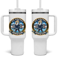 Funny Penguin Hockey Player Tumbler With Handle Sports Fan Gift - Wonder Print Shop