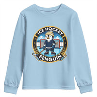 Funny Penguin Hockey Player Youth Sweatshirt Sports Fan Gift - Wonder Print Shop