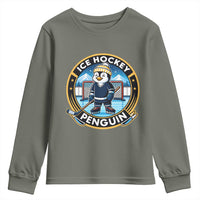 Funny Penguin Hockey Player Youth Sweatshirt Sports Fan Gift - Wonder Print Shop
