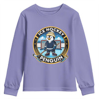 Funny Penguin Hockey Player Youth Sweatshirt Sports Fan Gift - Wonder Print Shop
