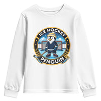 Funny Penguin Hockey Player Youth Sweatshirt Sports Fan Gift - Wonder Print Shop