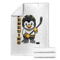 Funny Penguin Playing Ice Hockey Throw Blanket Gift For Kids - Wonder Print Shop