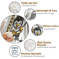 Funny Penguin Playing Ice Hockey Throw Blanket Gift For Kids - Wonder Print Shop