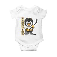 Funny Penguin Playing Ice Hockey Baby Onesie Gift For Kids - Wonder Print Shop