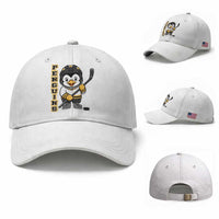 Funny Penguin Playing Ice Hockey Baseball Cap Gift For Kids