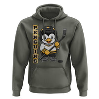 Funny Penguin Playing Ice Hockey Hoodie Gift For Kids - Wonder Print Shop