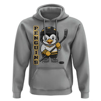 Funny Penguin Playing Ice Hockey Hoodie Gift For Kids - Wonder Print Shop