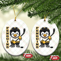 Funny Penguin Playing Ice Hockey Ceramic Ornament Gift For Kids - Wonder Print Shop