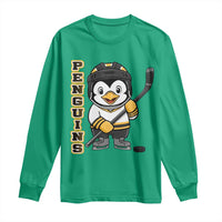 Funny Penguin Playing Ice Hockey Long Sleeve Shirt Gift For Kids - Wonder Print Shop