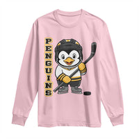 Funny Penguin Playing Ice Hockey Long Sleeve Shirt Gift For Kids - Wonder Print Shop