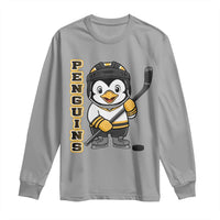 Funny Penguin Playing Ice Hockey Long Sleeve Shirt Gift For Kids - Wonder Print Shop