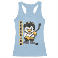 Funny Penguin Playing Ice Hockey Racerback Tank Top Gift For Kids - Wonder Print Shop