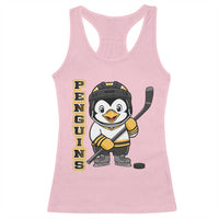 Funny Penguin Playing Ice Hockey Racerback Tank Top Gift For Kids - Wonder Print Shop