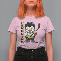 Funny Penguin Playing Ice Hockey T Shirt For Women Gift For Kids - Wonder Print Shop