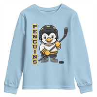 Funny Penguin Playing Ice Hockey Youth Sweatshirt Gift For Kids - Wonder Print Shop