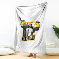 Funny Ice Hockey Player Gift Throw Blanket Penguin Power - Wonder Print Shop