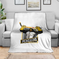 Funny Ice Hockey Player Gift Throw Blanket Penguin Power - Wonder Print Shop