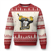 Funny Ice Hockey Player Gift Ugly Christmas Sweater Penguin Power - Wonder Print Shop