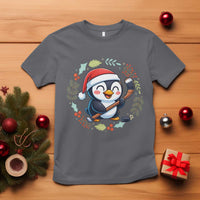 Cute Penguin Playing Ice Hockey T Shirt Funny Christmas Gift - Wonder Print Shop