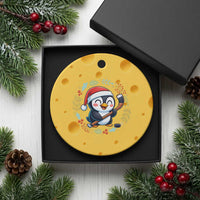 Cute Penguin Playing Ice Hockey Ceramic Ornament Funny Christmas Gift - Wonder Print Shop