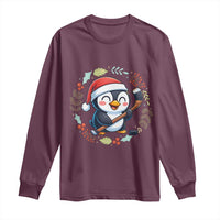 Cute Penguin Playing Ice Hockey Long Sleeve Shirt Funny Christmas Gift - Wonder Print Shop