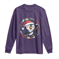Cute Penguin Playing Ice Hockey Long Sleeve Shirt Funny Christmas Gift - Wonder Print Shop